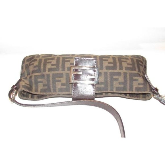 Fendi Baguette Style Shoulder Cross Body Zucco Print In Browns Canvas - Picture 10 of 12